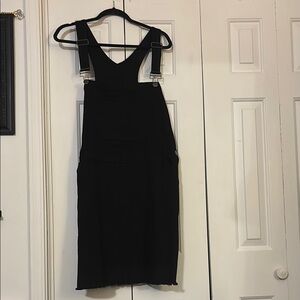 City Chic Black Midi Overall Dress